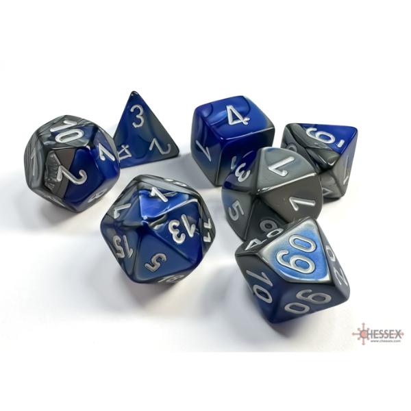 Chessex Polyhedral 7-Die Set Gemini Blue-Steel/White