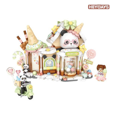 LOZ Mini Blocks - Panda Ice-Cream Shop Street View with Button Cell