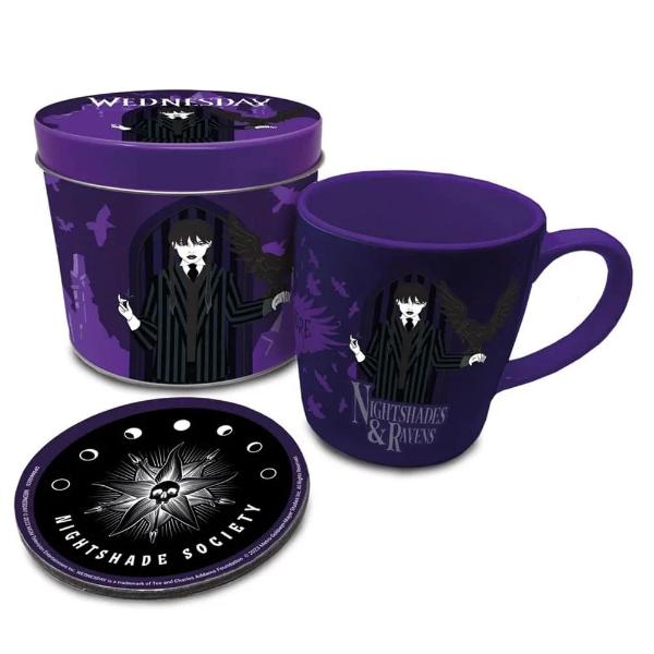 Wednesday Nevermore - Nightshades & Ravens Mug & Coaster Tin Set