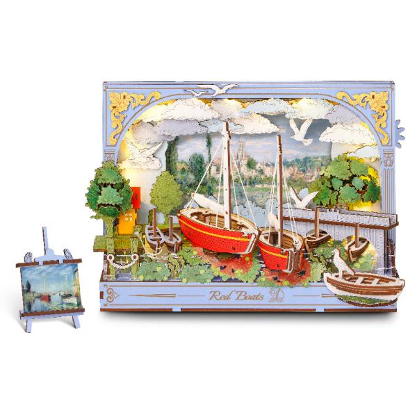 Robotime DIY Wood Bloom Craft Red Boats
