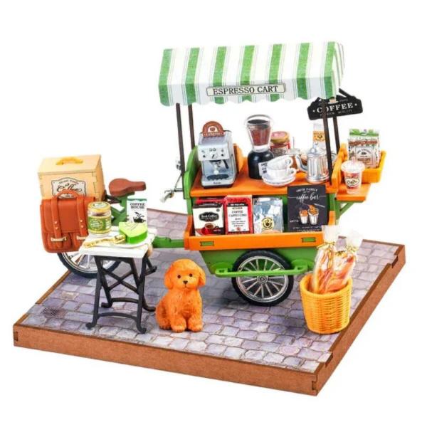 Robotime DIY Travel Street Aromatic Coffee Cart