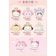 Top Toys Sanrio Characters - Fluffy Teddy Bear Heads Series Plush Vinyl Keychain Blind Box