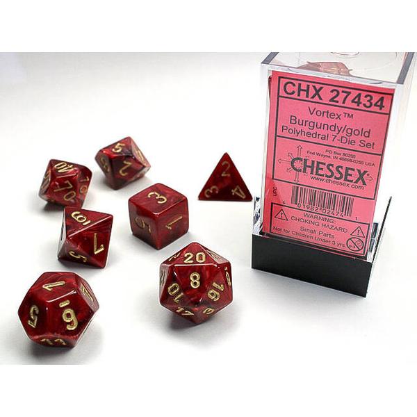 Chessex Polyhedral 7-Die Set Vortex Burgundy/Gold