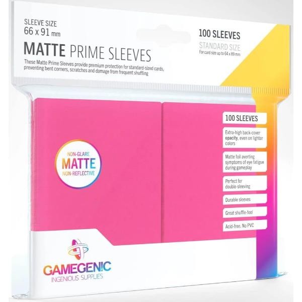 Gamegenic Matte Prime Card Sleeves Pink 100 Sleeves Per Pack 66mm x 91mm