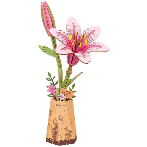 Robotime DIY Wood Bloom Pink Lily