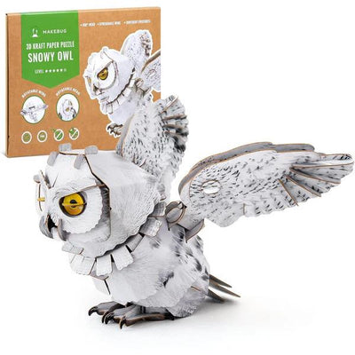 Makebug - 3D Kraft Paper Puzzle Large Snowy Owl