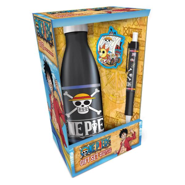 One Piece (Straw Hat Crew Skull Emblems) Gift Set (Bottle, Magnet & Pen)