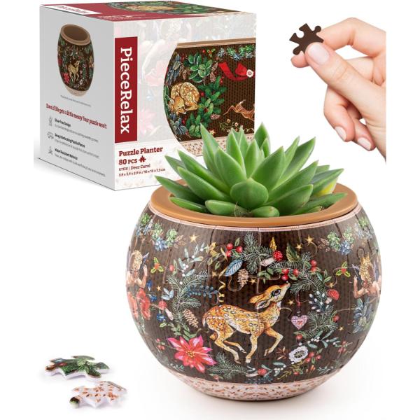 Pintoo Flowerpot - Deer Carol 3D Puzzle
