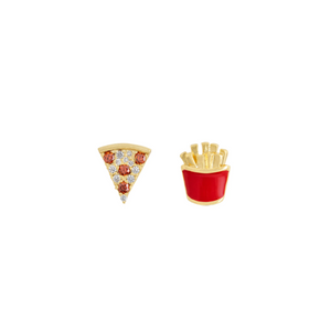 Short Story Earring Diamante - Pizza And Fries