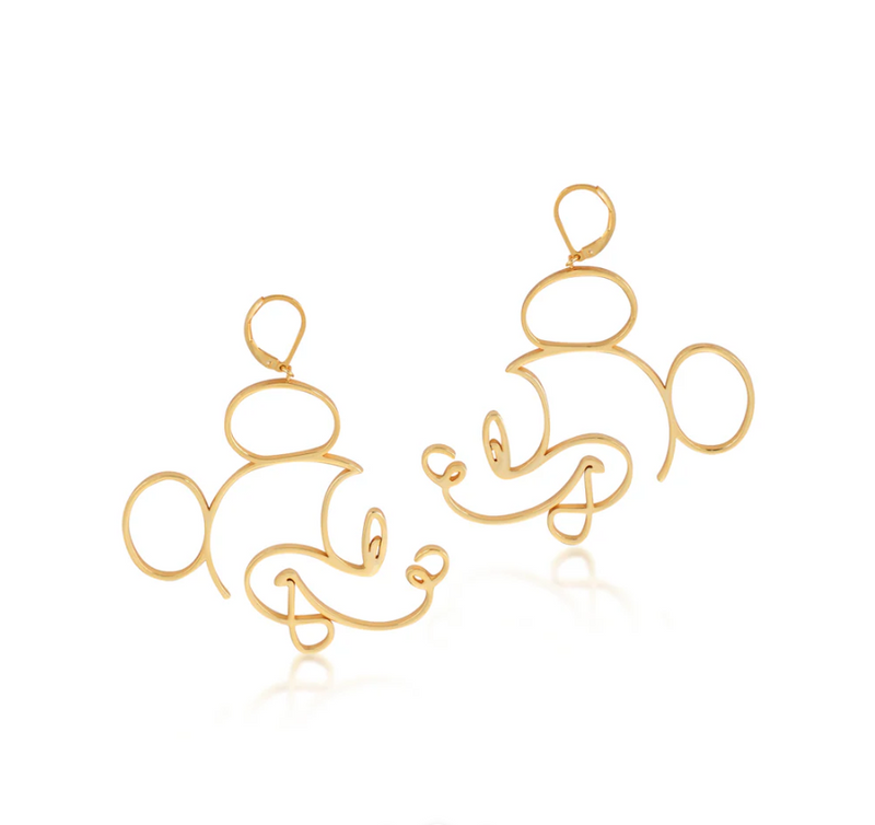 Couture Kingdom Disney  - Yellow Gold Plated Minnie Mouse Wire Style Earrings