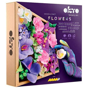 OKTO Wood & Craft DIY Clay Art - Flowers Freedom Kit (21cm x 21cm)