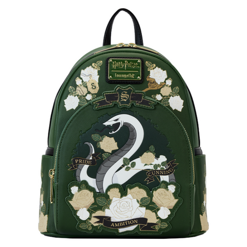 Image of Loungefly Harry Potter - Slytherin House Floral Tattoo Mini Backpack
