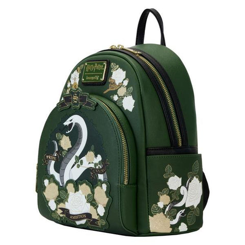 Image of Loungefly Harry Potter - Slytherin House Floral Tattoo Mini Backpack