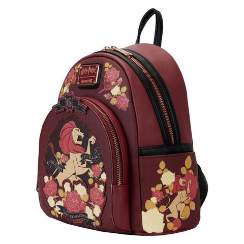 Image of Loungefly Harry Potter - Gryffindor House Floral Tattoo Mini Backpack