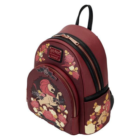 Image of Loungefly Harry Potter - Gryffindor House Floral Tattoo Mini Backpack