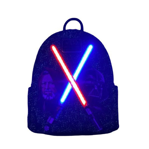 Image of Loungefly Star Wars - Darth Vader & Obi-Wan Light-Up US Exclusive Mini Backpack