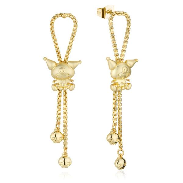 Sanrio Couture Kingdom - Hello Kitty Kuromi Drop Earrings Yellow Gold Plated