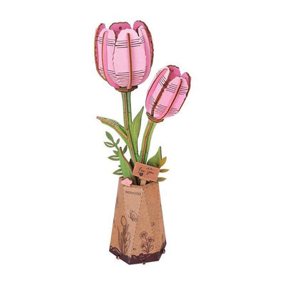 Robotime DIY Wood Bloom Pink Tulip