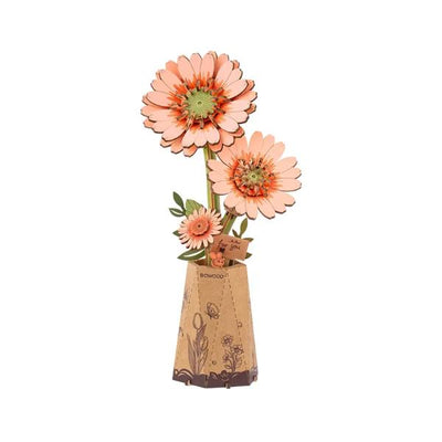 Robotime Wood Bloom Light Orange Gerbera