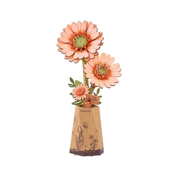 Robotime Wood Bloom Light Orange Gerbera