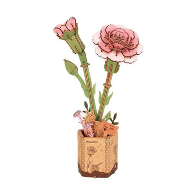 Robotime DIY Wood Bloom Pink Carnation