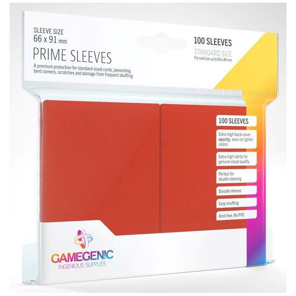 Gamegenic Prime Card Sleeves Red 100 Sleeves Per Pack 66mm x 91mm