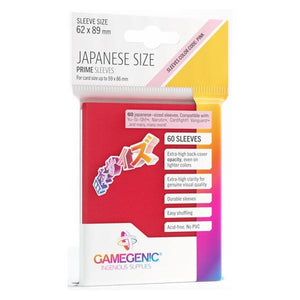 Gamegenic Prime Japanese Sized Sleeves - Size Code PINK - Sleeve Colour Red (62mm x 89mm) (60 Sleeves Per Pack)