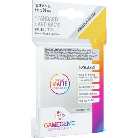 Gamegenic Matte Board Game Sleeves - Standard Size (66mm x 91mm) (50 Sleeves Per Pack)