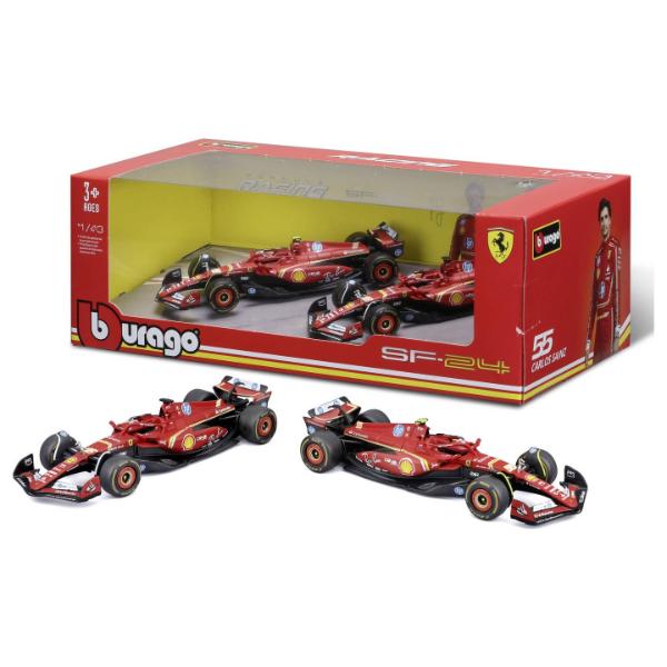 Bburago Formula Racing 2024 F1 Ferrari SF-24 1:43 Scale Diecast Vehicle 2PC Gift Set