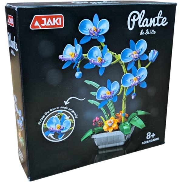 JAKI – Elegant Blue Moth Orchid Plastic Brick Model Kit 589 Piece Set