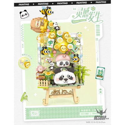 LOZ Mini Blocks - 3D Frame Painting Set Panda and Flower with Button Cell