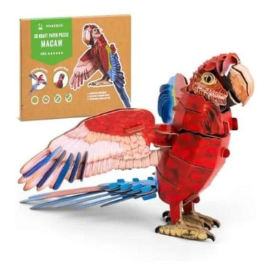 Makebug - 3D Kraft Paper Puzzle Large Macaw