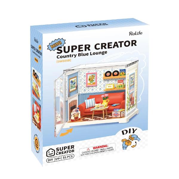 Robotime DIY Plastic Superstore Mini Country Blue Lounge