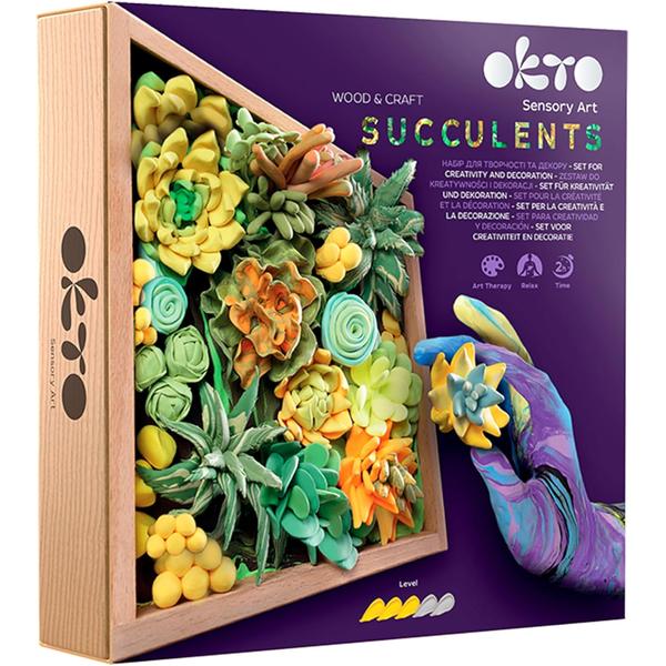 OKTO Wood & Craft DIY Clay Art - Succulents Energy Kit (21cm x 21cm)