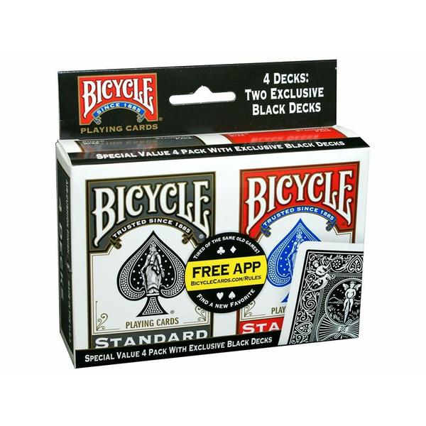 Bicycle Standard Index 4 Pack Playing Cards Black and Red
