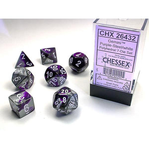 Chessex Polyhedral 7-Die Set Gemini Purple-Steel/White