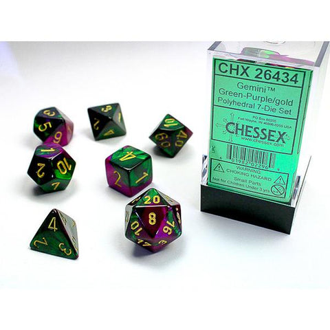 Chessex Polyhedral 7-Die Set Gemini Green-Purple/Gold