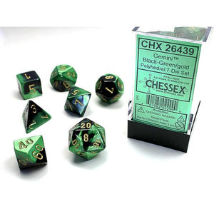 Chessex Polyhedral 7-Die Set Gemini Black-Green/Gold