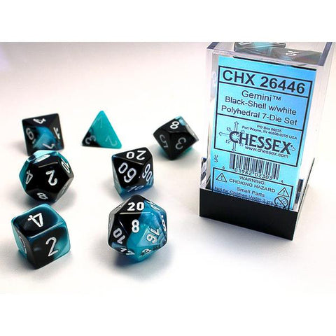 Chessex Polyhedral 7-Die Set Gemini Black-Shell/White