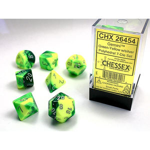 Chessex Polyhedral 7-Die Set Gemini Green-Yelllow/White