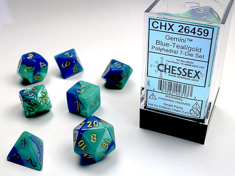 Chessex Polyhedral 7-Die Set Gemini Blue-Teal/Gold