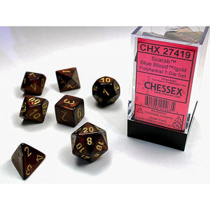 Chessex Polyhedral 7-Die Set Scarab Blue Blood/Gold