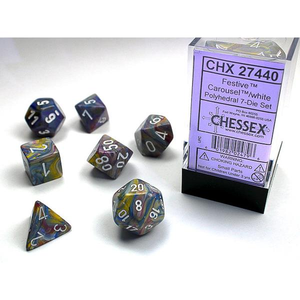 Chessex Polyhedral 7-Die Set Festive Carousel/White