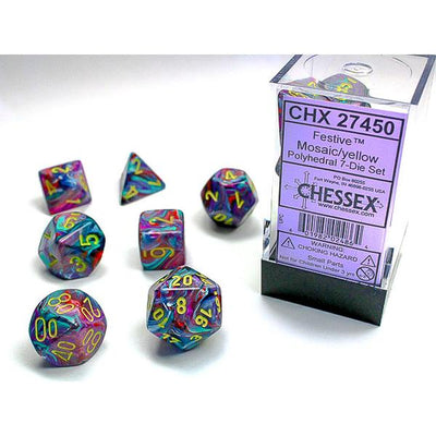 Chessex Polyhedral 7-Die Set Festive Mosaic/Yellow