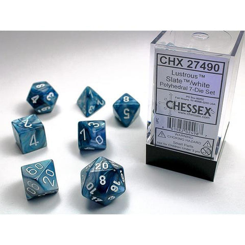 Chessex Polyhedral 7-Die Set Lustrous Slate/White