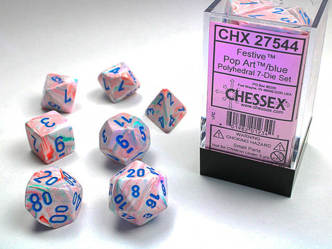 Chessex Polyhedral 7-Die Set Festive Pop Art/Blue