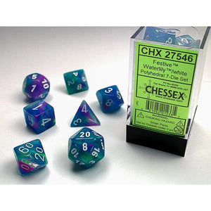 Chessex Polyhedral 7-Die Set Festive Waterlily/White