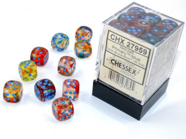 Chessex 12mm D6 Dice Block Nebula Primary/Blue w/Luminary