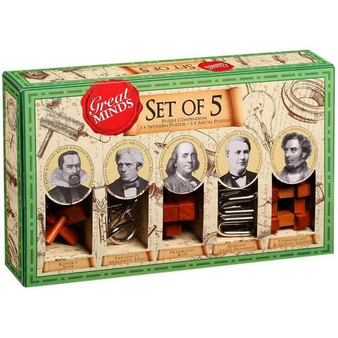 Great Minds Set Of 5 Men - Wood & Metal Puzzle