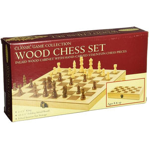 Classic Game Collection Chess 10.5in Folding Inlaid Wood Board